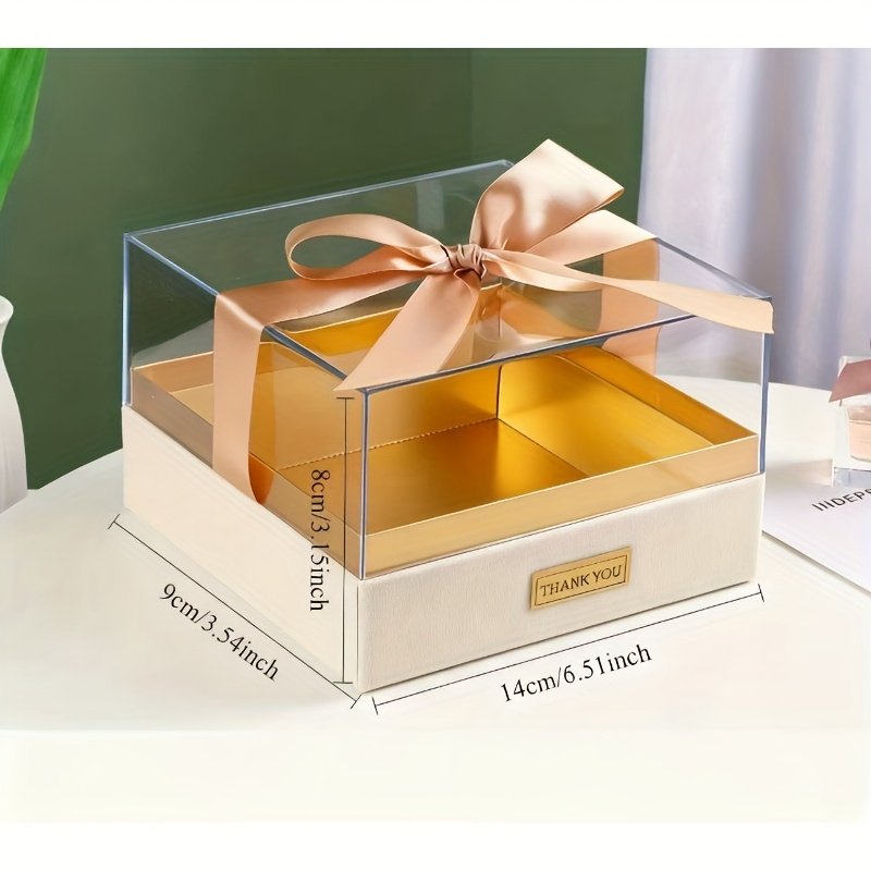 3 Transparent Acrylic Gift Boxes with Ribbon Bow